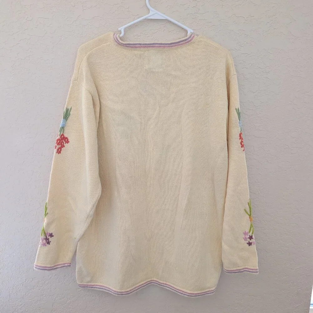 Vintage Story Book Knits Garden Spring Butter Yellow Cardigan Size L NWT - Picture 9 of 9